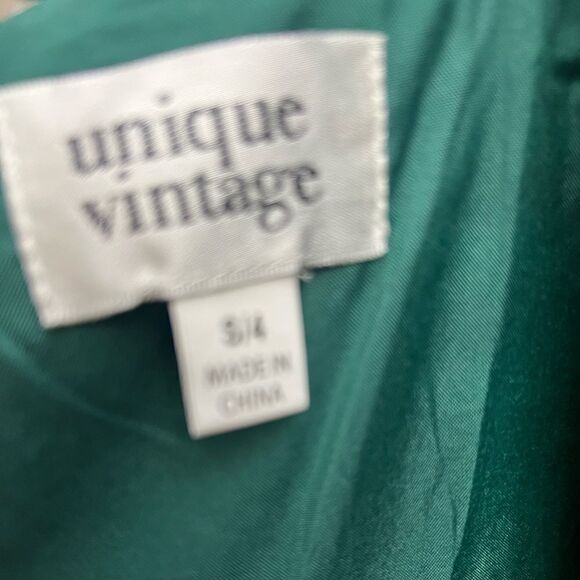 Unique Vintage Emerald Plaid Chiffon Belle Babydoll Dress - Picture 4 of 7